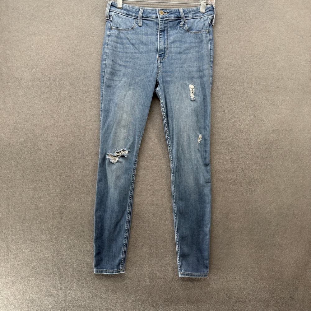 Hollister High Rise Skinny Distressed Jeans Medium Wash W28 L28 Size 7R